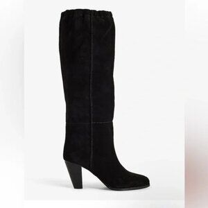 Brian Atwood x Express Suede Scrunch Mid-Calf Heeled Boots Size 9 NWT